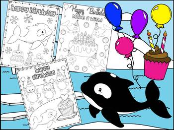 Birthday orcas and killer whales coloring pages by teacher caffe
