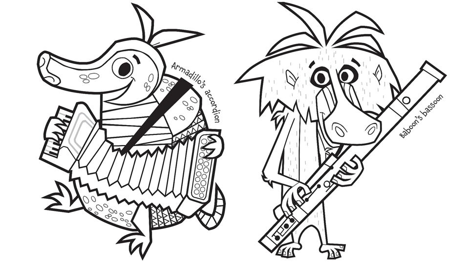 Abc animal orchestra coloring book