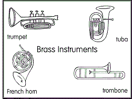 Brass musical instruments coloring pages