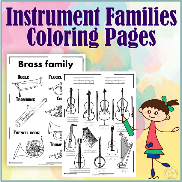 Instrument families coloring pages made by teachers