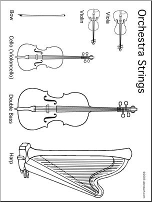 Coloring page orchestra strings