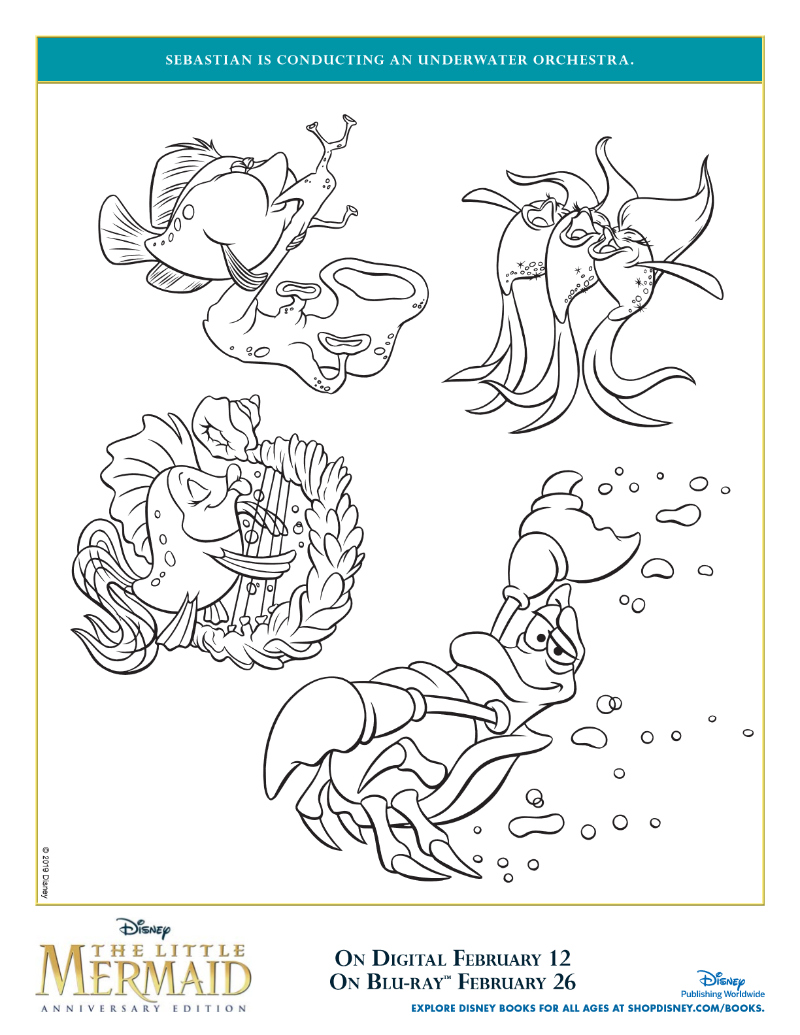 Disney little mermaid orchestra coloring page