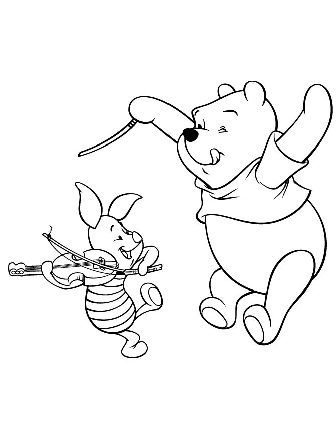 Winnie the pooh and piglet orchestra music coloring page coloring pages disney coloring pages disney princess coloring pages