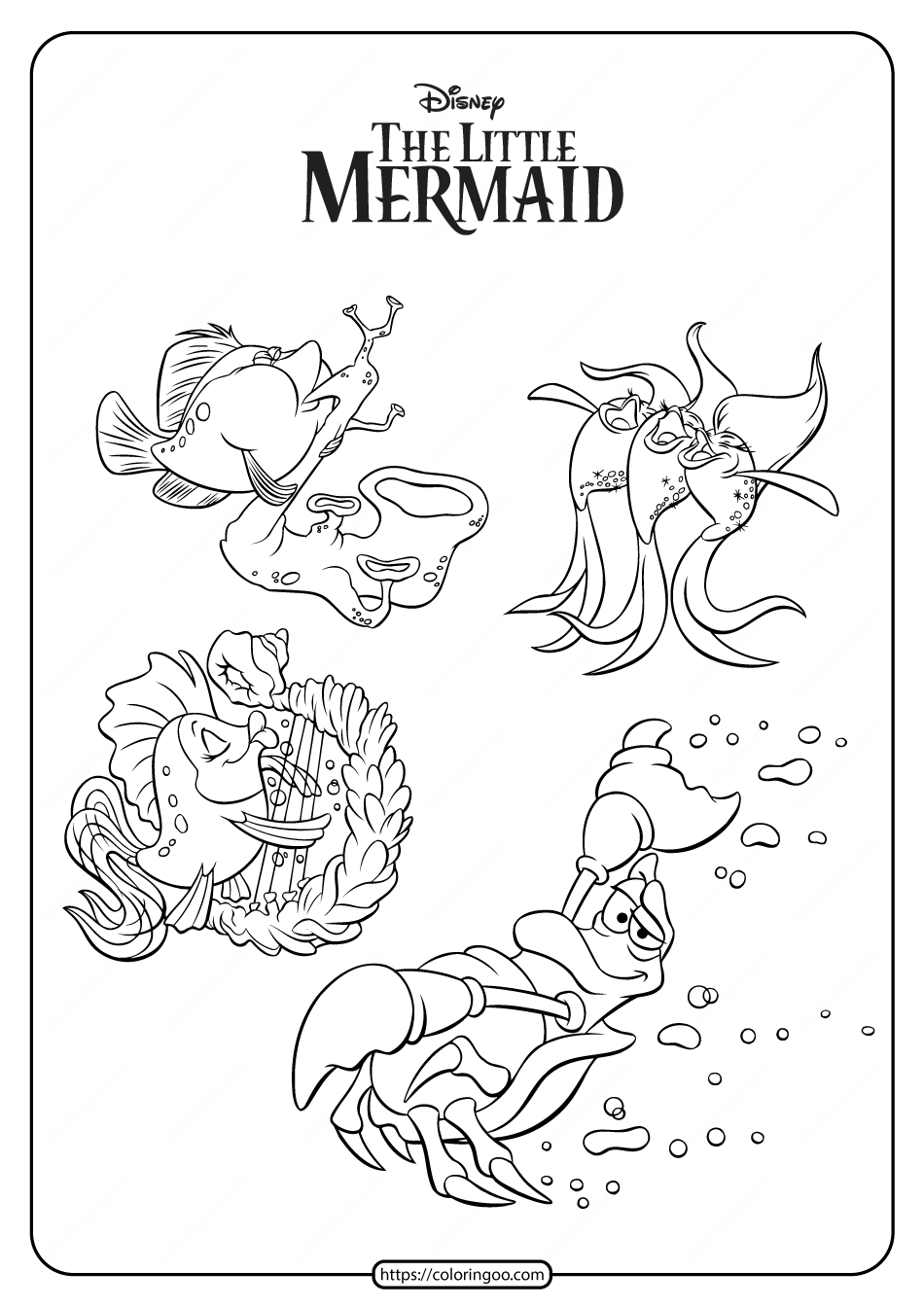 The little mermaid underwater orchestra coloring pages