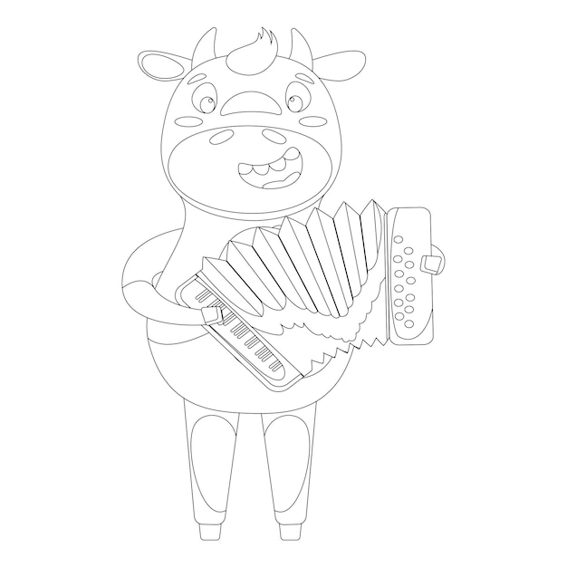 Premium vector cute animals coloring pages for kids with musical instrument printable premium vector