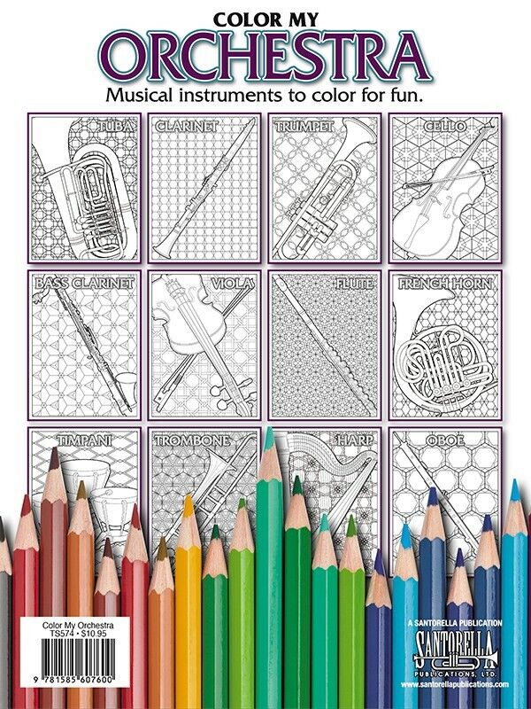 Color my orchestra musil instruments to color for fun publisher ships