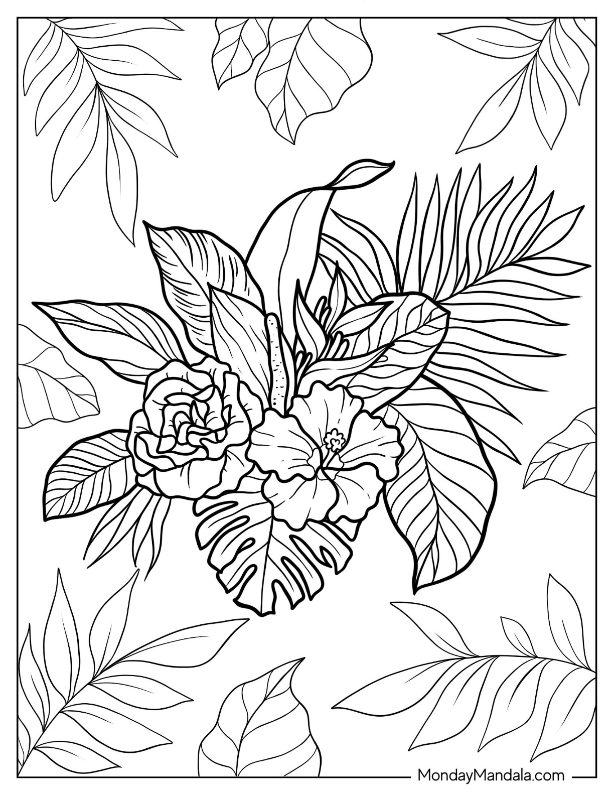 Flower coloring pages free pdf printables