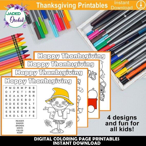 Fall coloring page and word search fall coloring sheets kid coloring activity sheets thanksgiving kid autumn coloring instant download