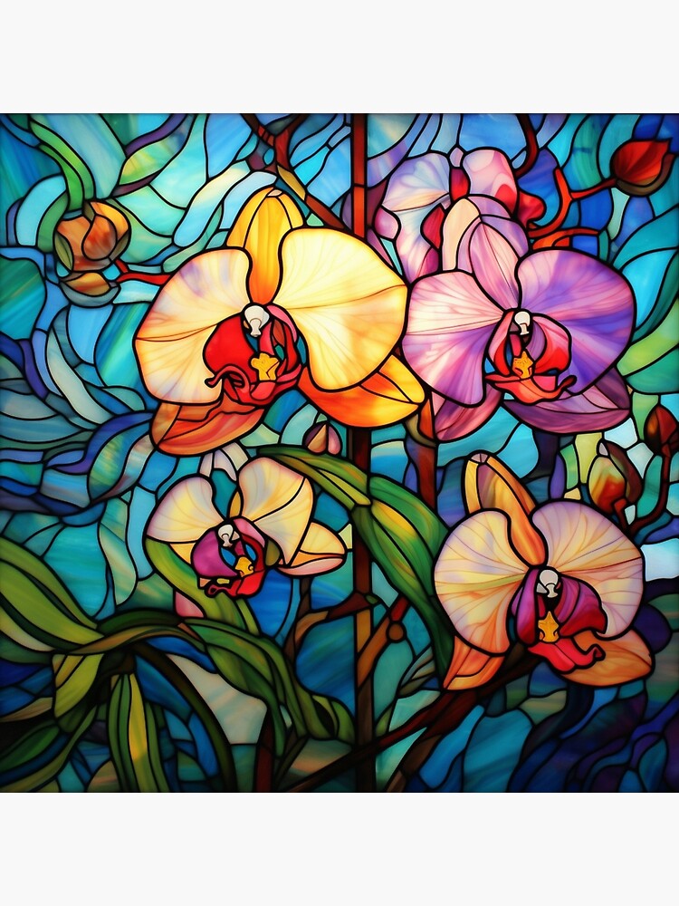 Orchids stained glass canvas print for sale by bloomboutiquets