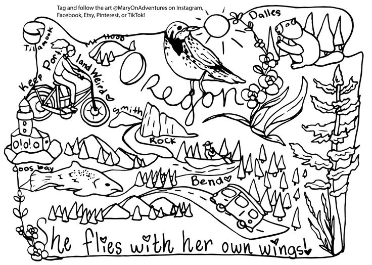 Oregon coloring page oregon digital download oregon pdf print printable oregon coloring page portland digital download downloadable pdf