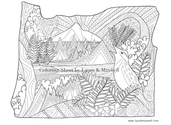 Oregon coloring sheet for adults and kids x oregon coloring page oregon map instant download printable activity