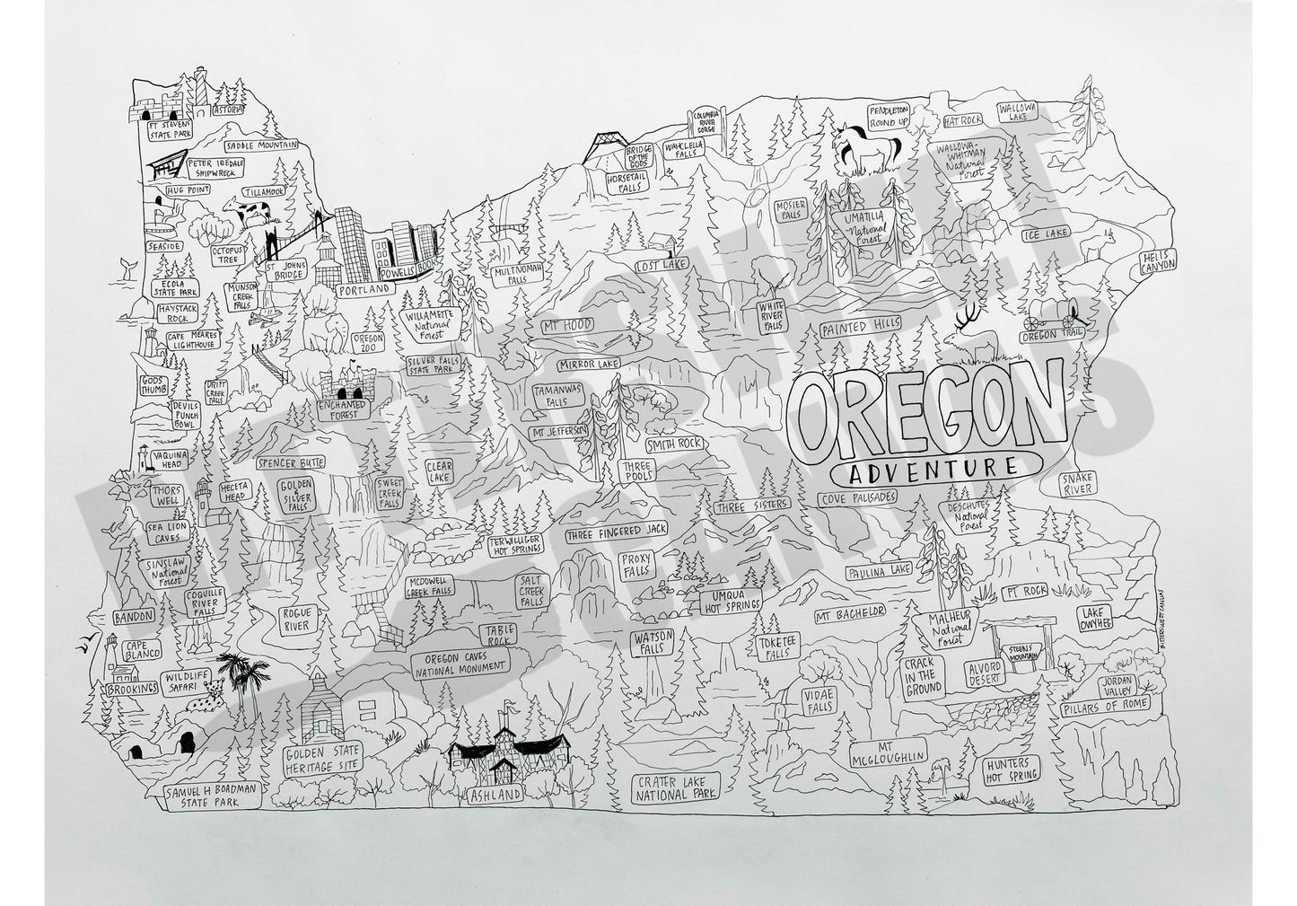 Oregon adventure map coloring page digital â bittersweet canvas