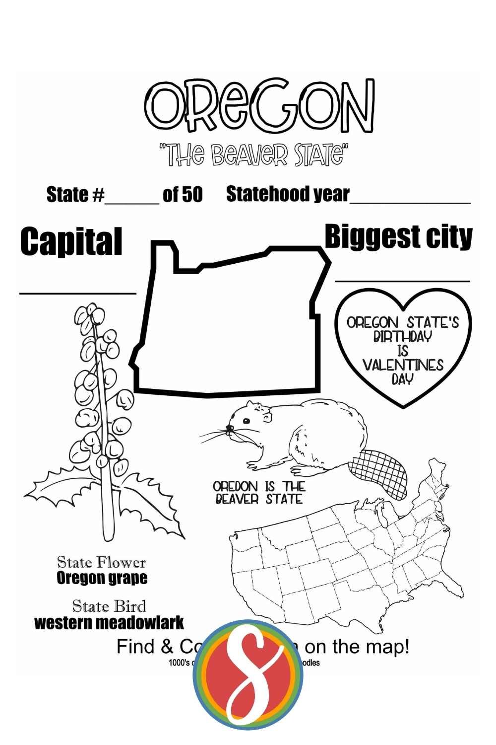 Free oregon coloring pages â stevie doodles