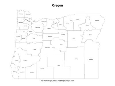 Printable oregon state map and outline