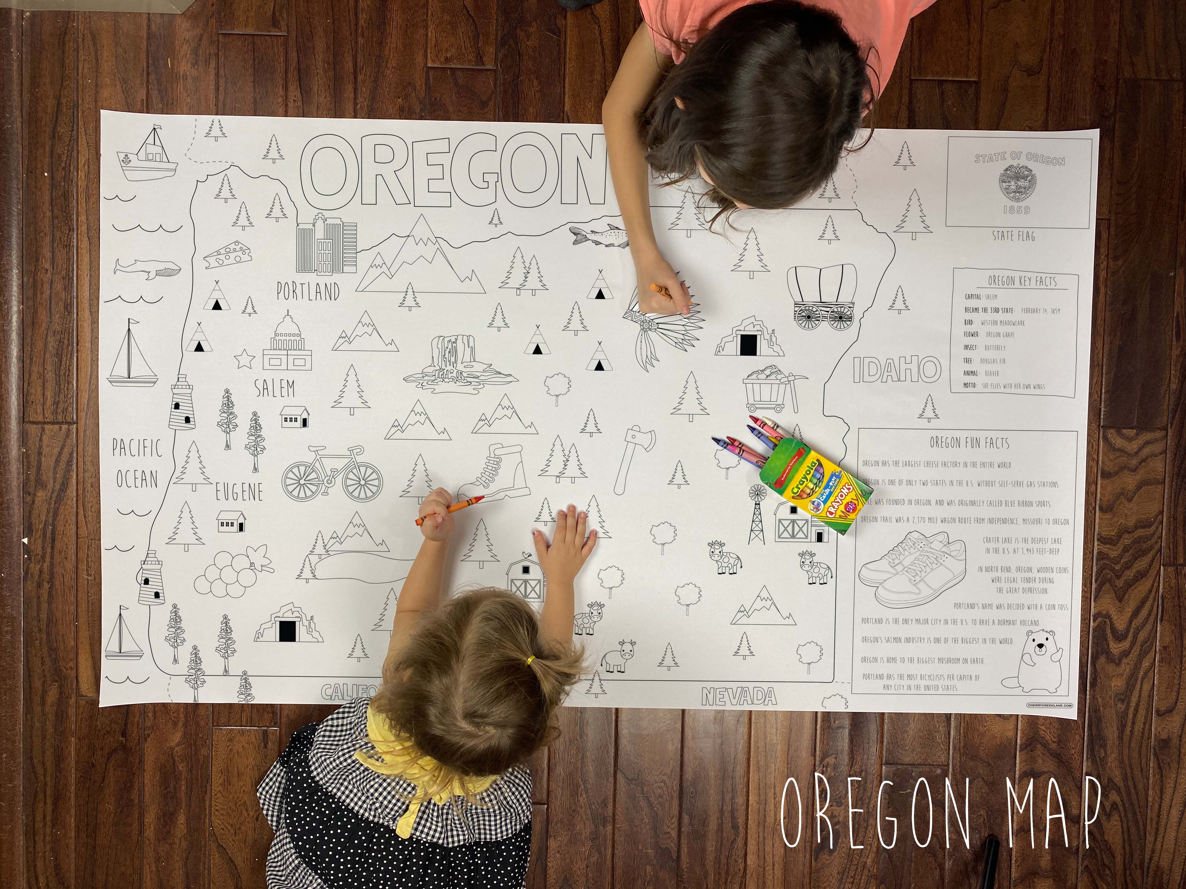 Oregon state map coloring sheet â