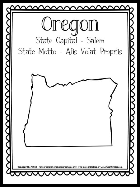 Oregon state outline coloring page free printable â the art kit