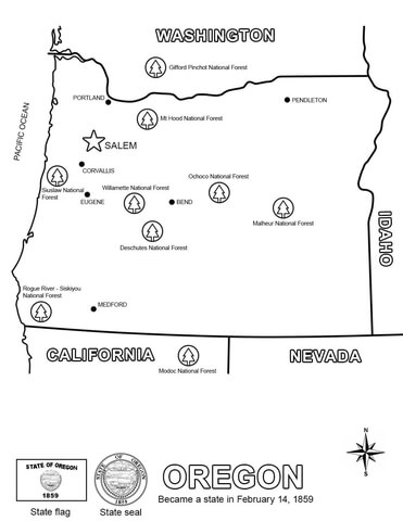 Map of oregon coloring page free printable coloring pages