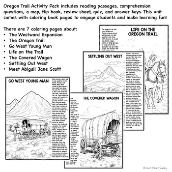 Pioneer life on the oregon trail unit with coloring pages activities maps quiz