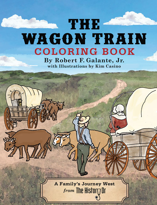 Childrens coloring book the wagon train