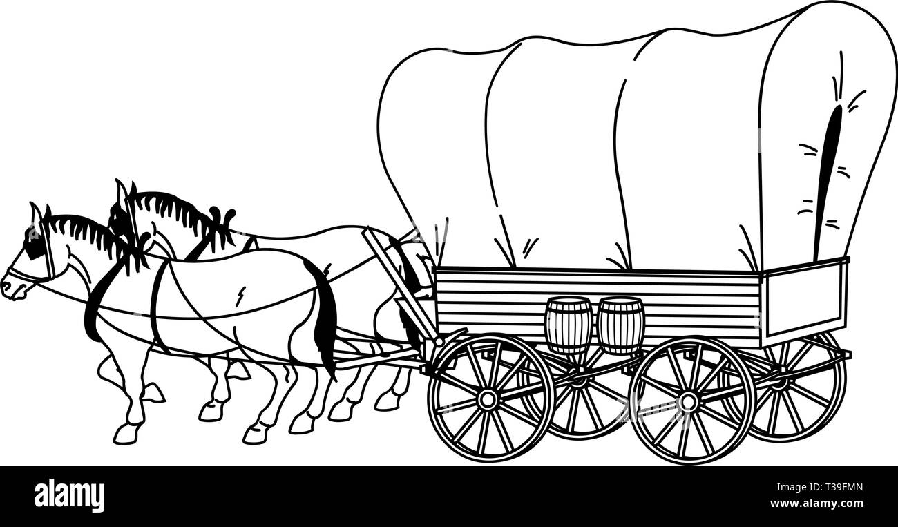 Covered wagon stock vector images