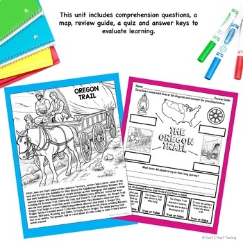 Pioneer life on the oregon trail unit with coloring pages activities maps quiz