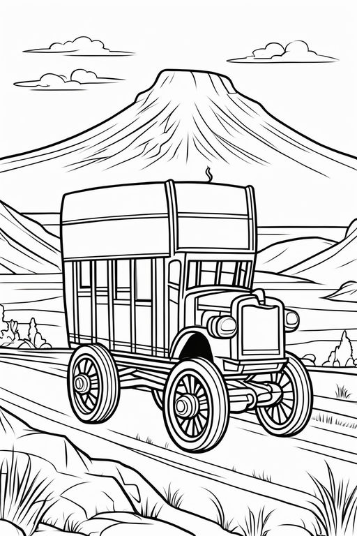 A white truck in vector style for a coloring book for kids no black colour more white