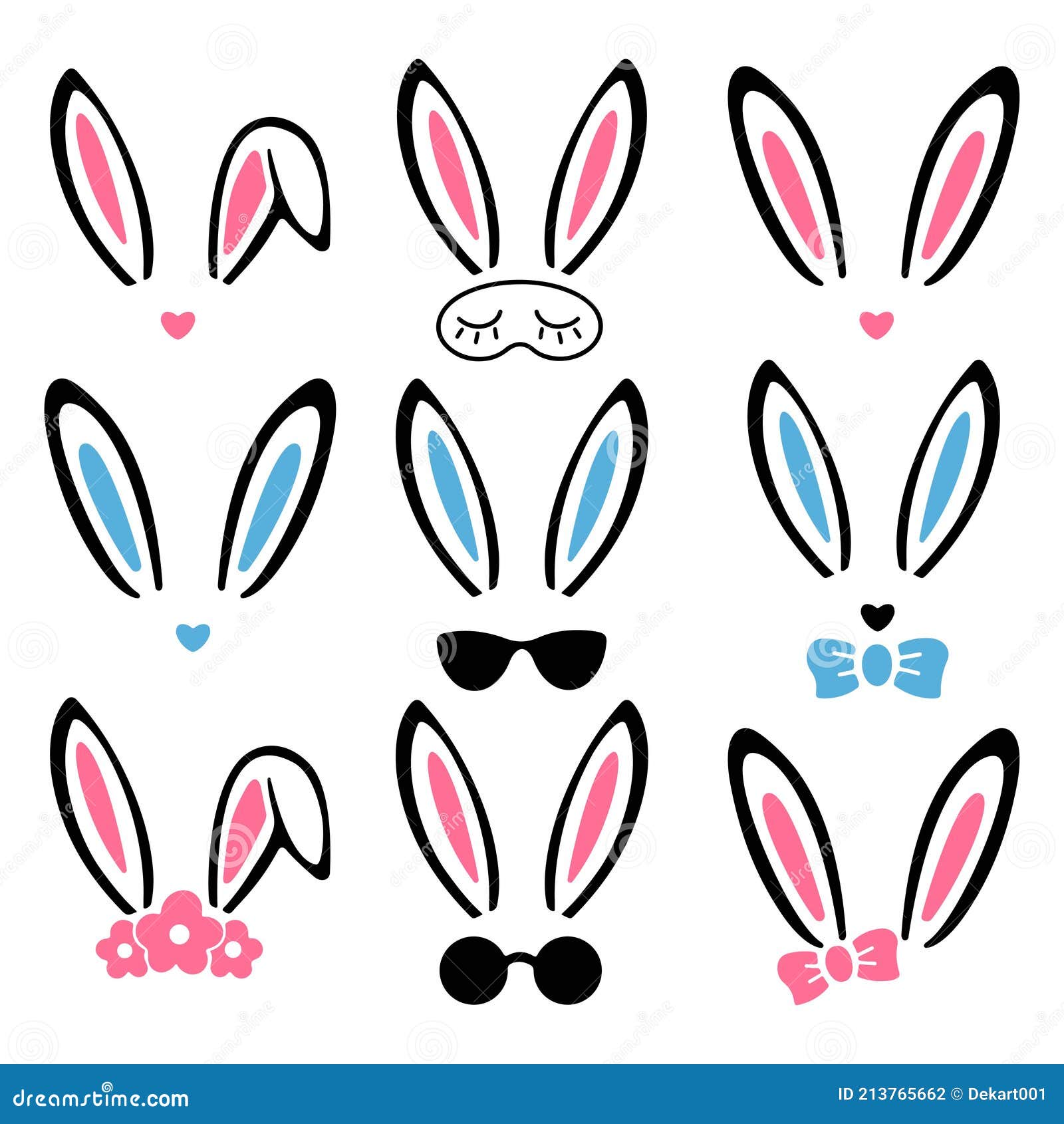 Bunny ears black white stock illustrations â bunny ears black white stock illustrations vectors clipart