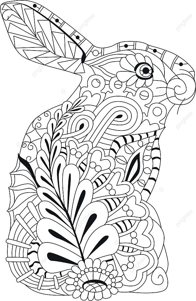 Pãgina para colorear de un conejito en primavera para adultos y niãos vector png bosquejo arte ilustraciãn png y vector para dcargar gratis