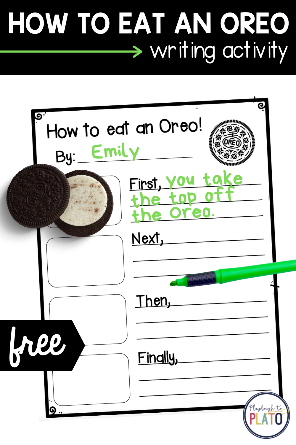 How to eat an oreo writing activity