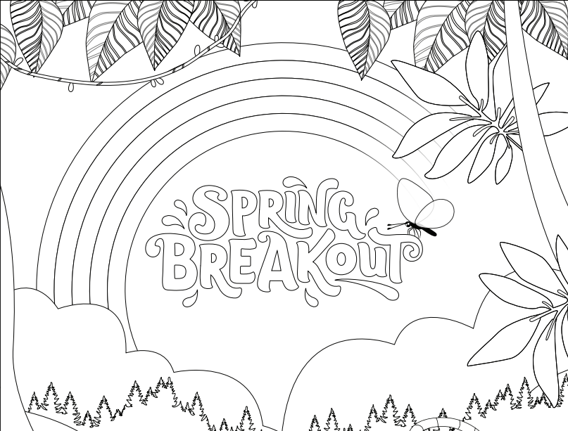 Spring breakout coloring page