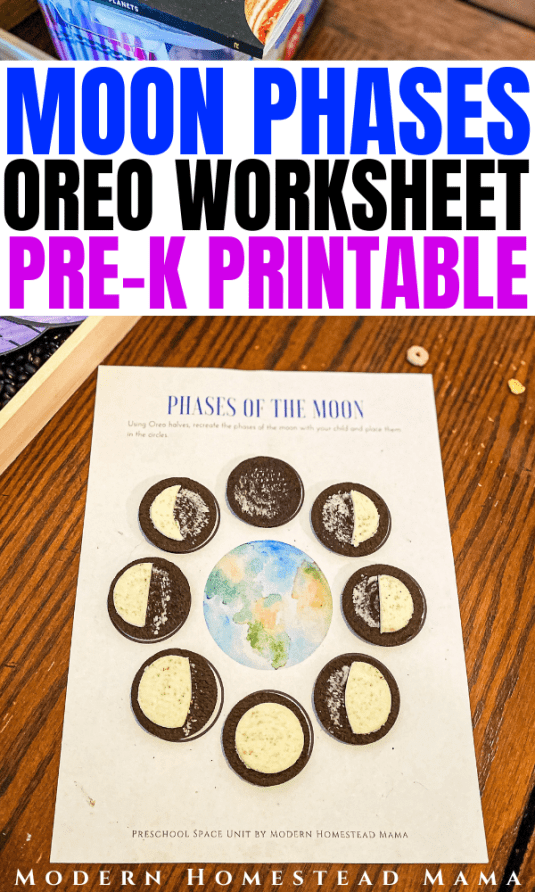 Moon phases oreo worksheet for preschoolers