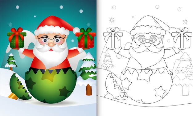 Premium vector christmas themed coloring page