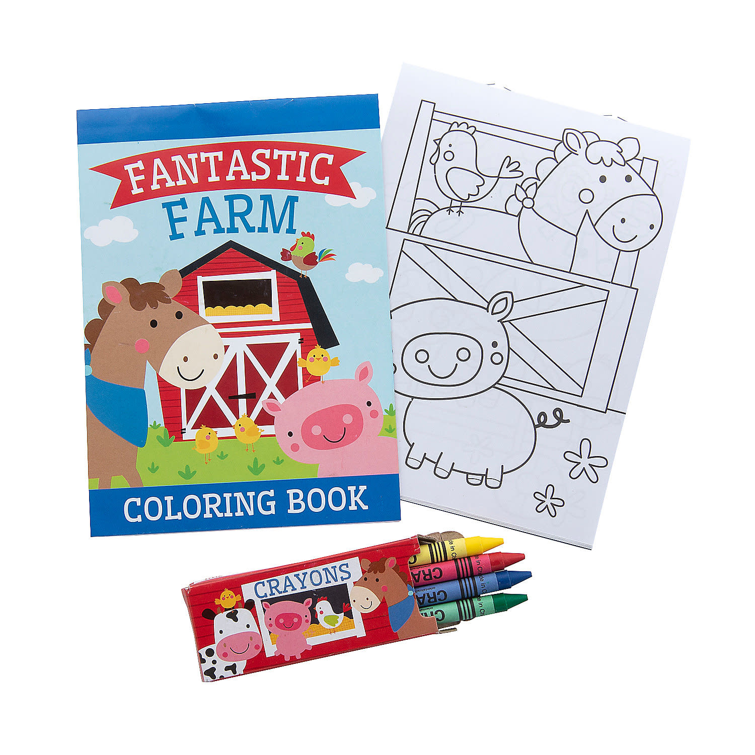 Oriental trading farm coloring book with crayons