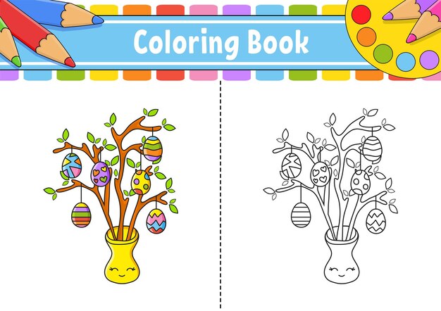 Premium vector coloring page for kids cartoon character vector illustration easter theme