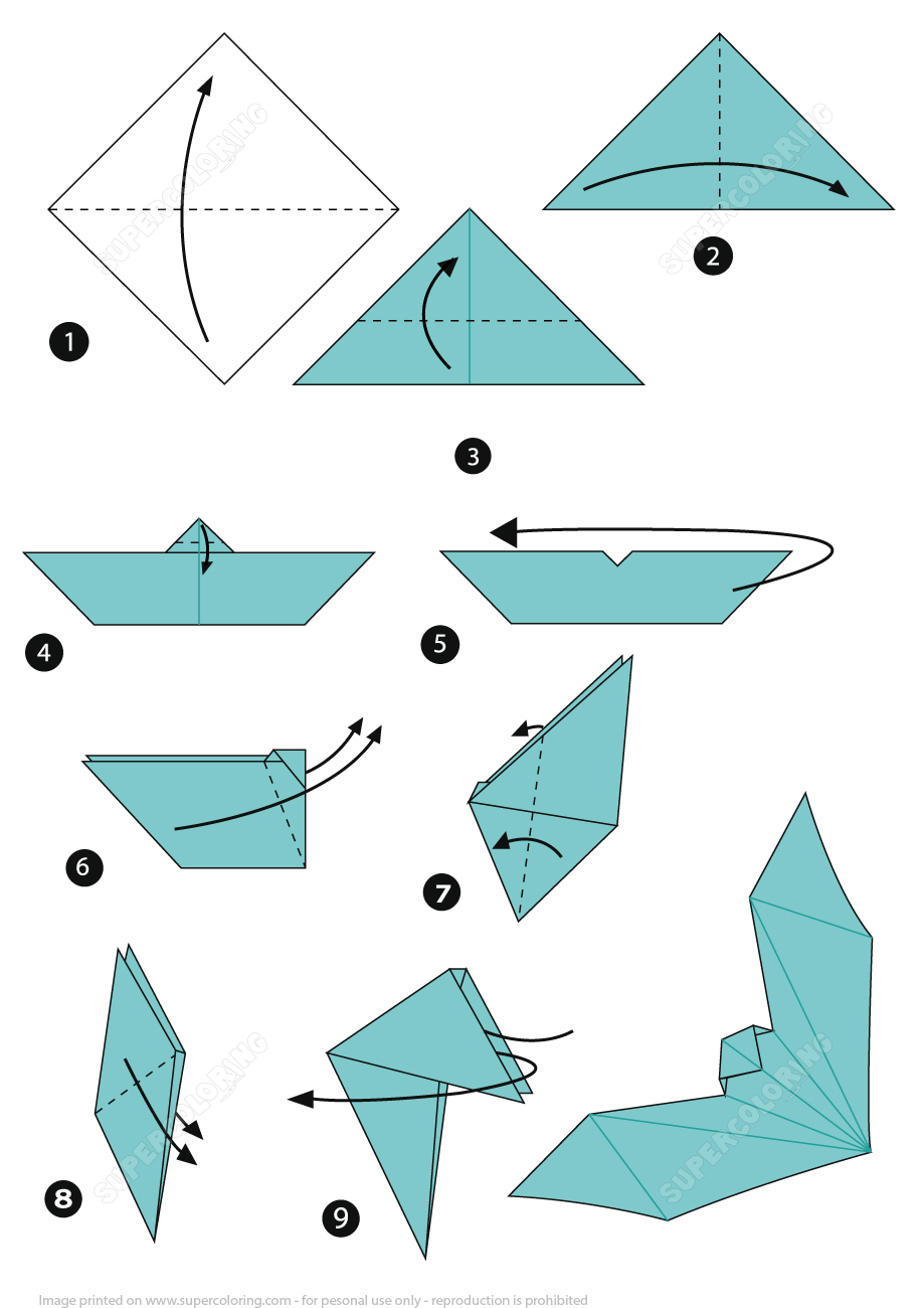 Origami bat instructions free printable papercraft templates