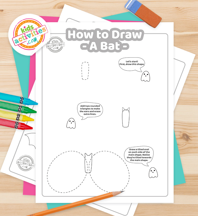 How to draw a bat easy printable lesson for kids kids activities blog