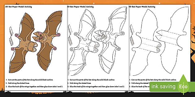 D bat halloween template bat craft ready