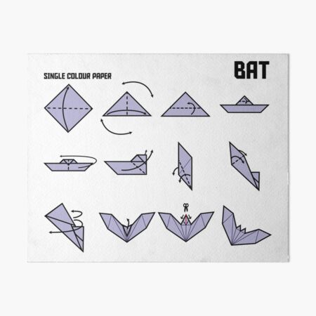 Origami bat instructions art board print for sale by printstopstudio