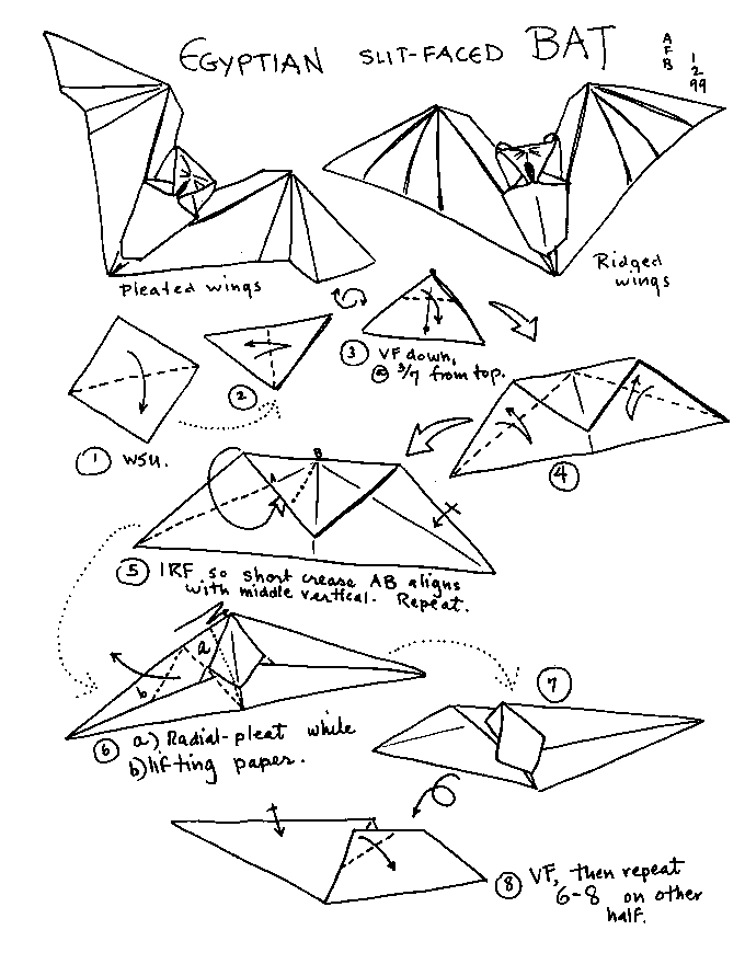 Origami bats halloween themed origami diagram pumpkins witches