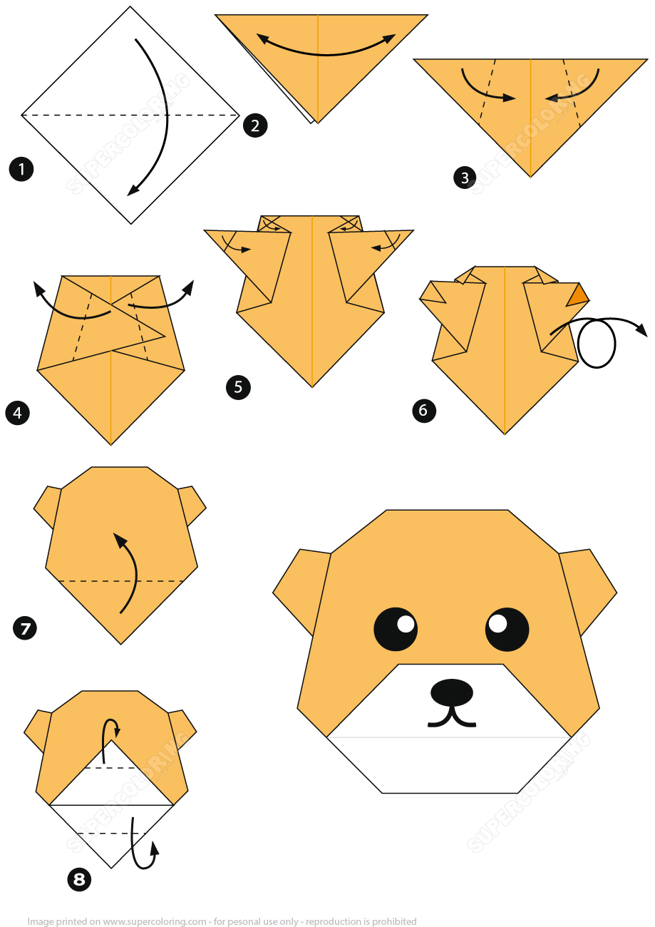 How to make an origami bear face instructions free printable papercraft templates