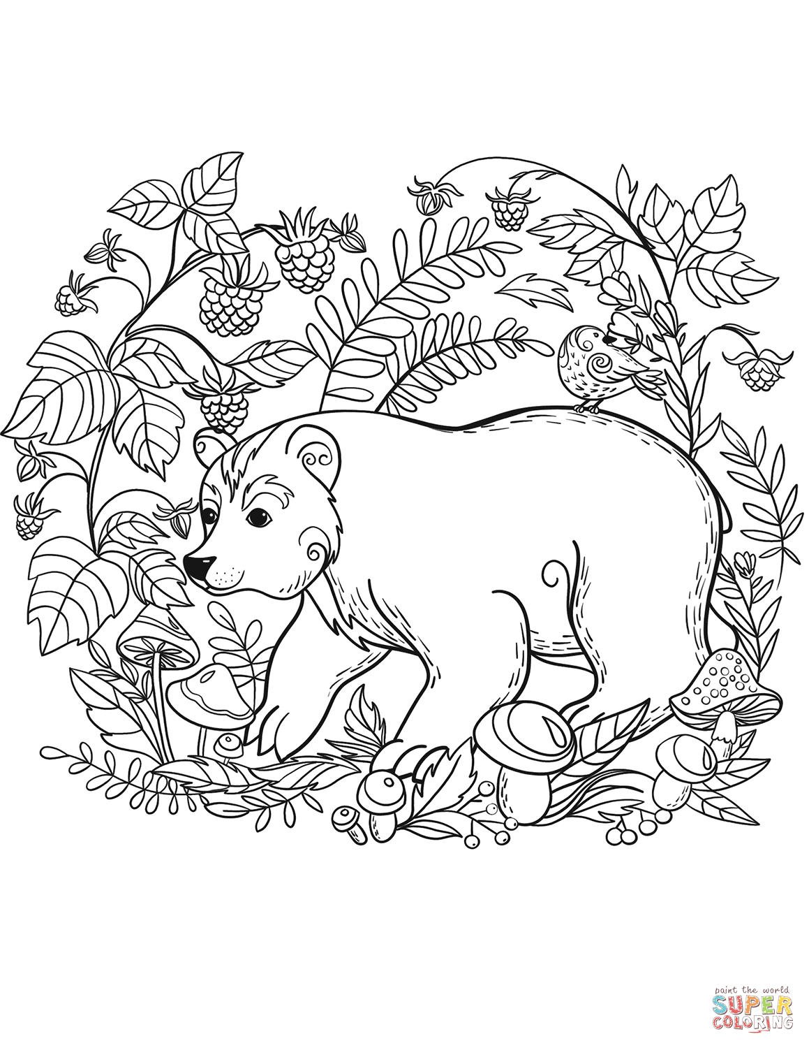 Bear coloring page free printable coloring pages