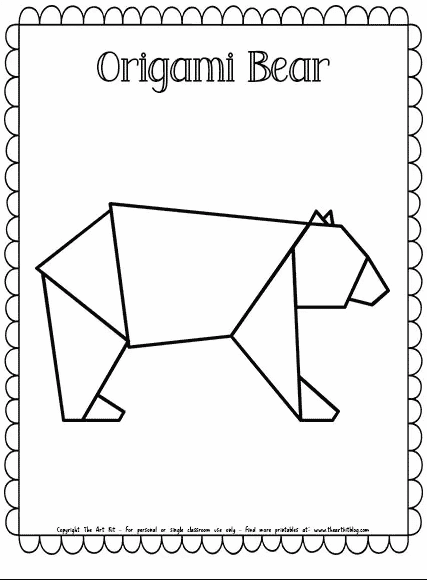 Bear origami coloring page free homeschool deals