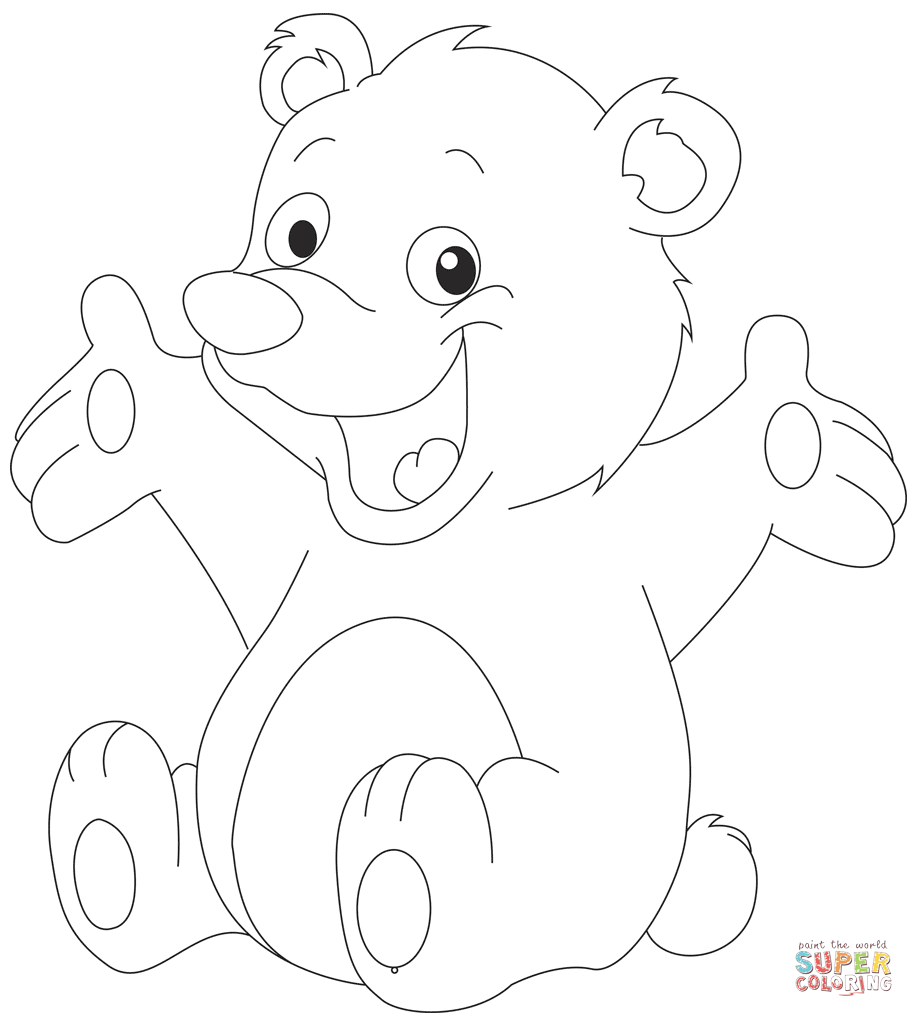 Cute bear coloring page free printable coloring pages