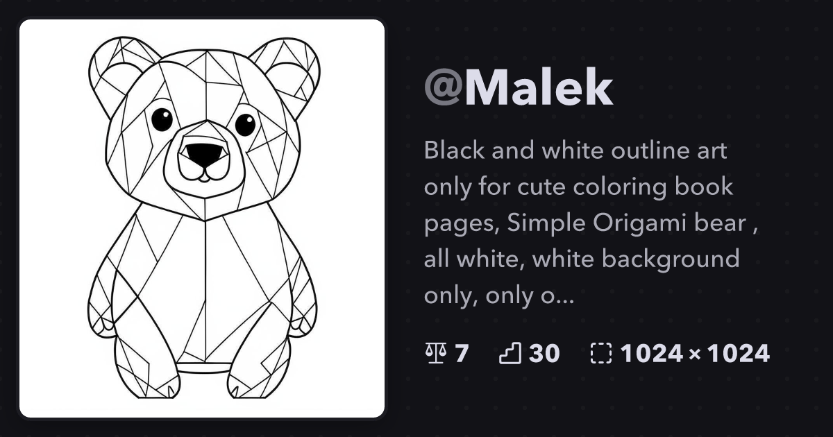 Black and white outline art only for cute coloring malek