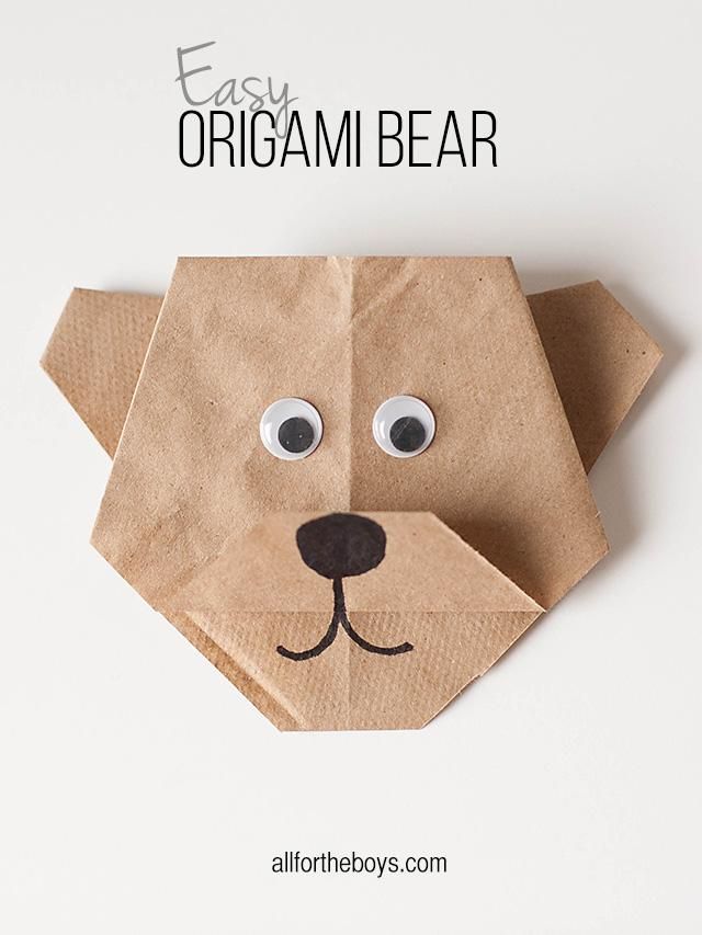 Easy origami bear disneynatures bears printables â all for the boys easy origami for kids origami easy bear crafts