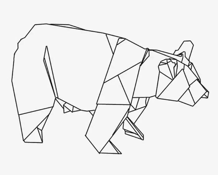 Origami bear coloring page