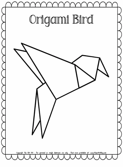 Bird origami coloring page free homeschool deals