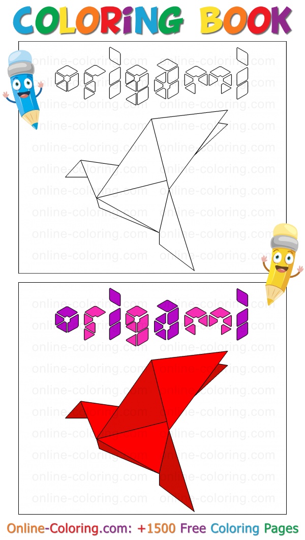 Origami bird free online coloring page