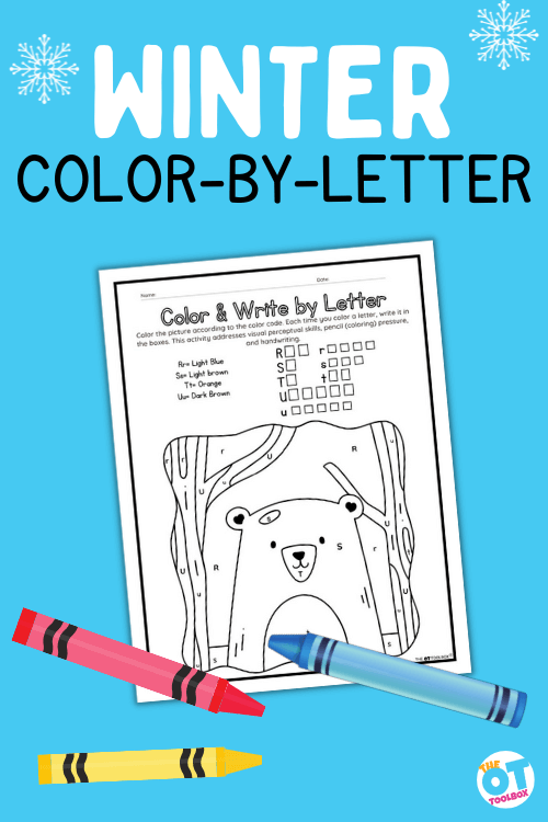 Winter color by letter worksheet