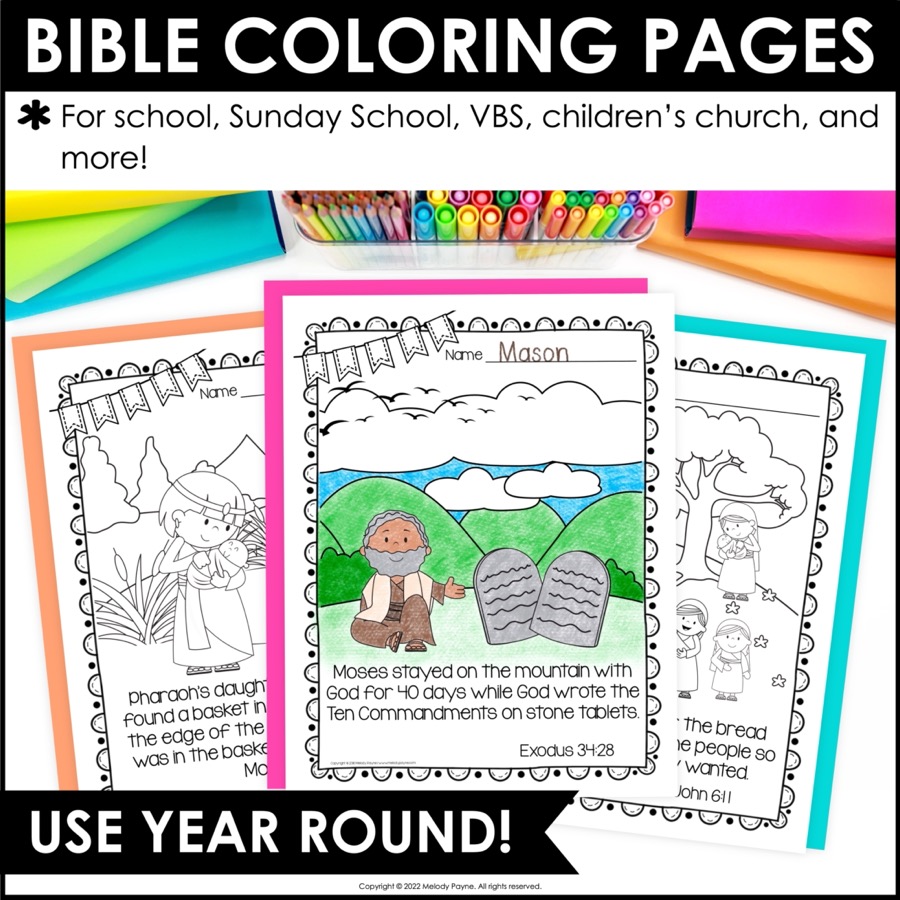 Bible coloring pages set